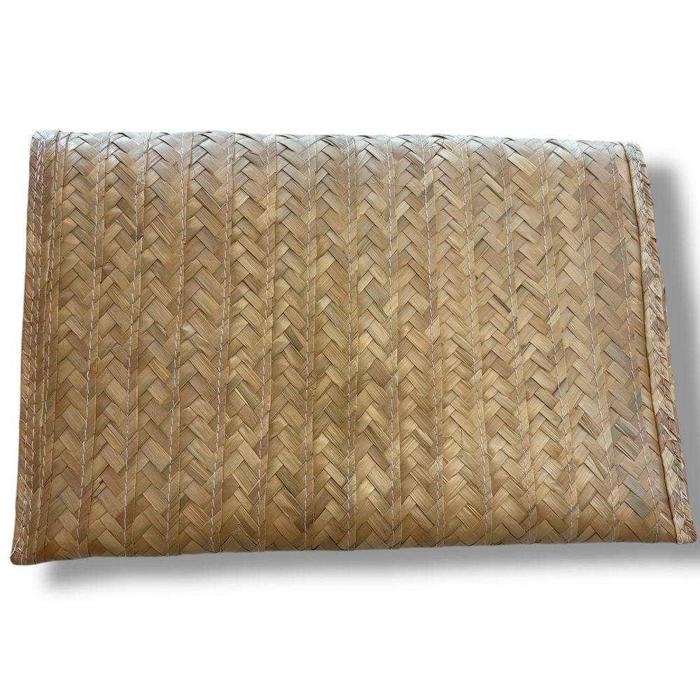 Handwoven Straw Clutch Sunflower Decor Boho Wicker Purse Artisan Beach Bag - Picture 6 of 9